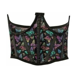 🦋B2G1🦋DAISY CORSETS Lavish Neon Butterfly Print Mesh Open Cup Waist Cincher MED